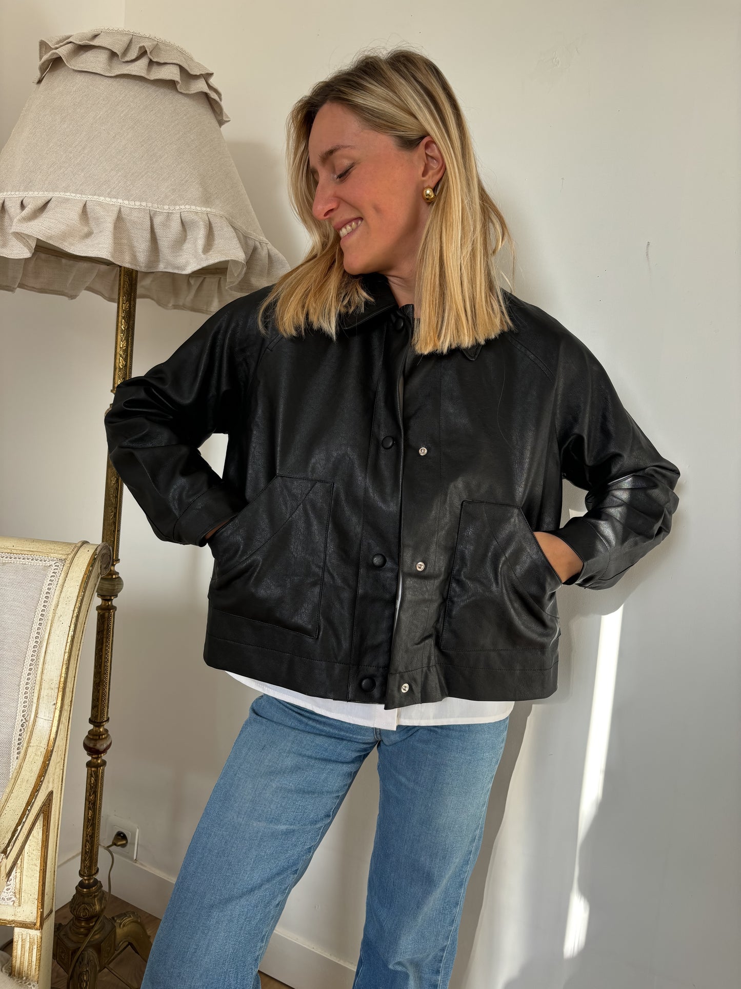 VESTE ÉDOUARD SIMILI CUIR - NOIR