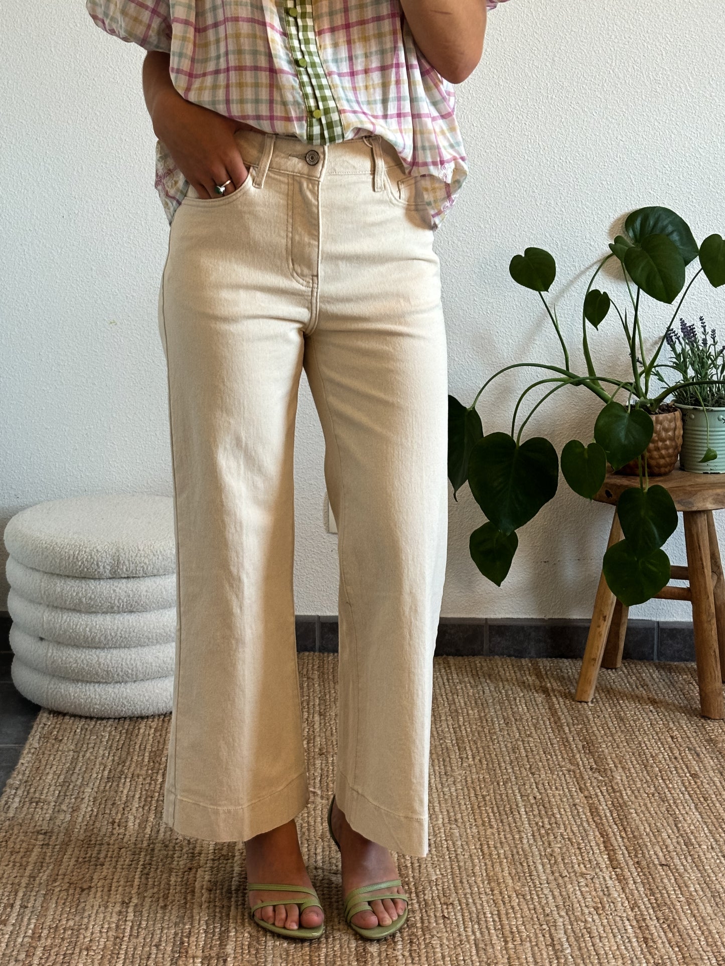 JEAN CROP WINDY - BEIGE