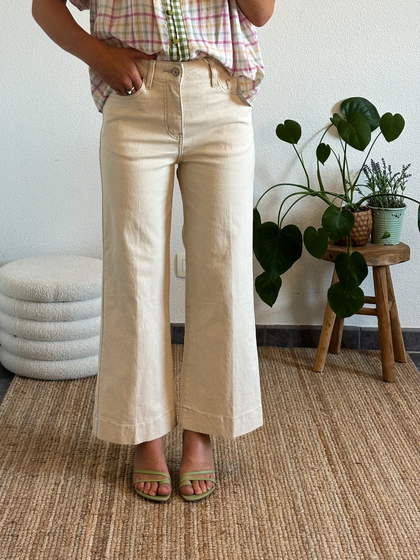 JEAN CROP WINDY - BEIGE