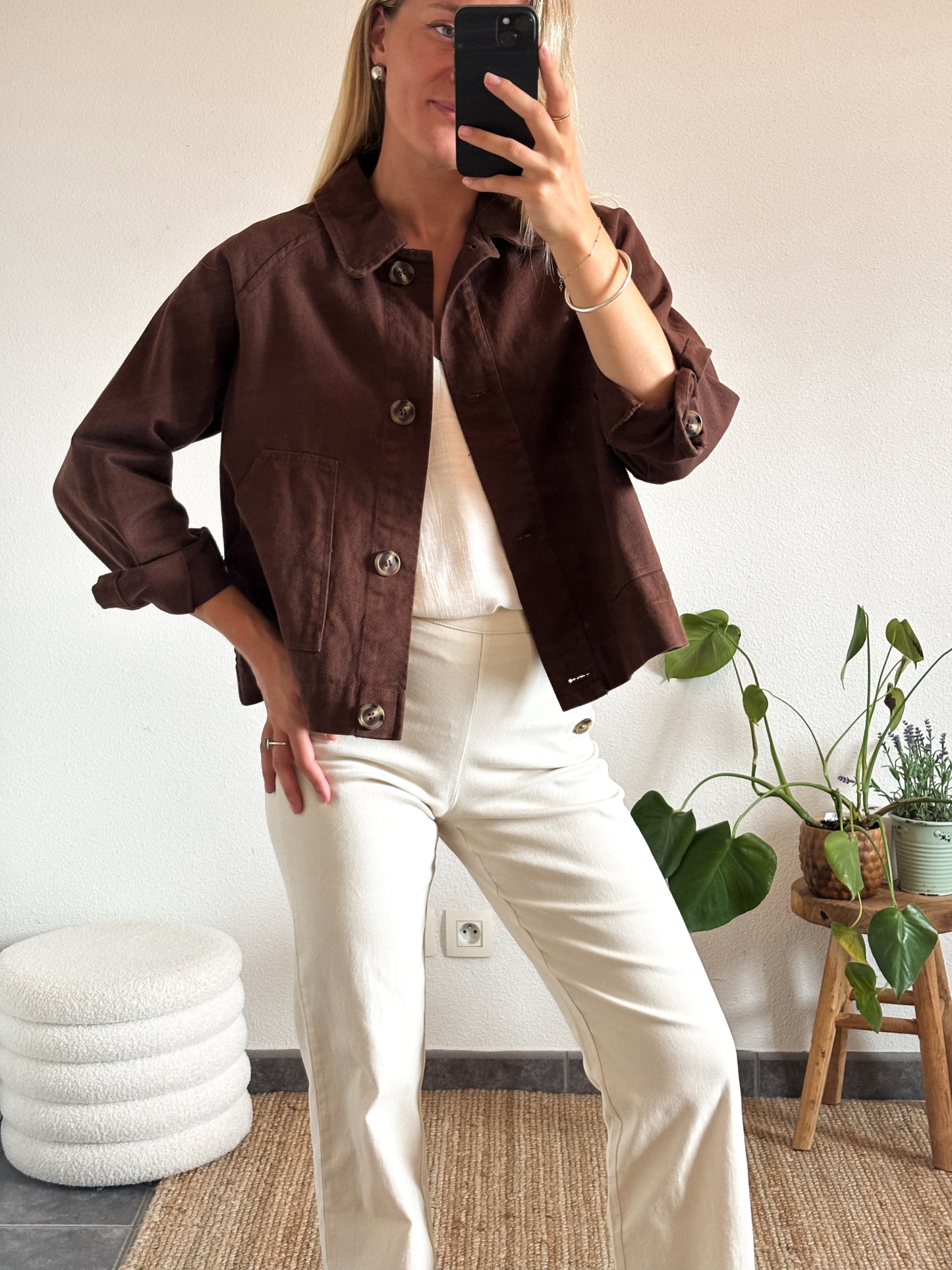 VESTE EN JEAN ÉDOUARD - CHOCOLAT