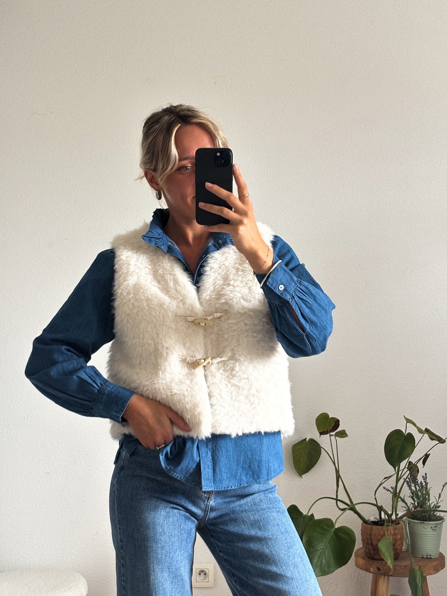 GILET TEDDY - BLANC