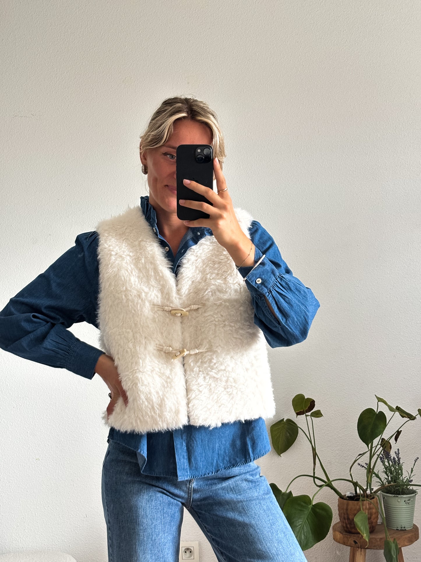 GILET TEDDY - BLANC