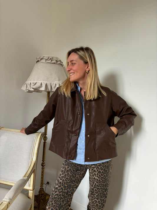 VESTE ÉDOUARD SIMILI CUIR - MARRON