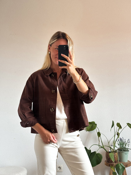 VESTE EN JEAN ÉDOUARD - CHOCOLAT