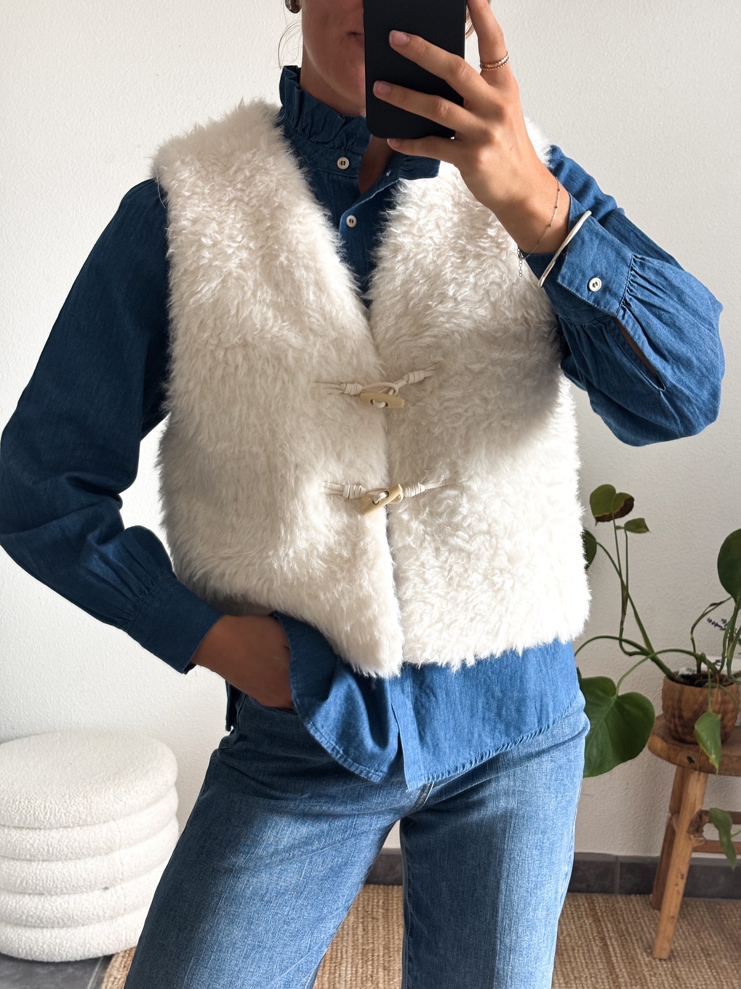 GILET TEDDY - BLANC