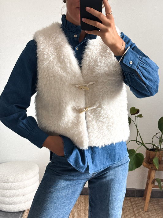 GILET TEDDY - BLANC