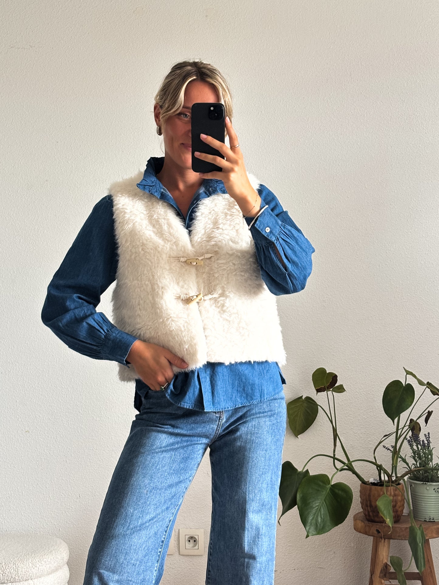 GILET TEDDY - BLANC