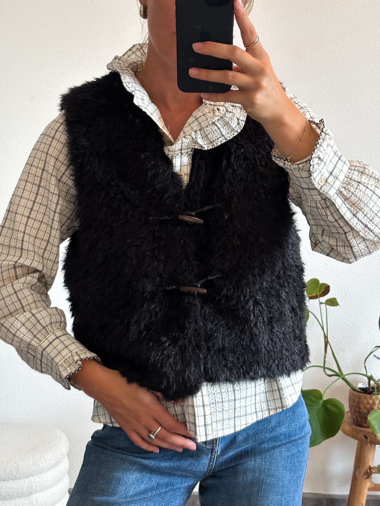 GILET TEDDY - NOIR