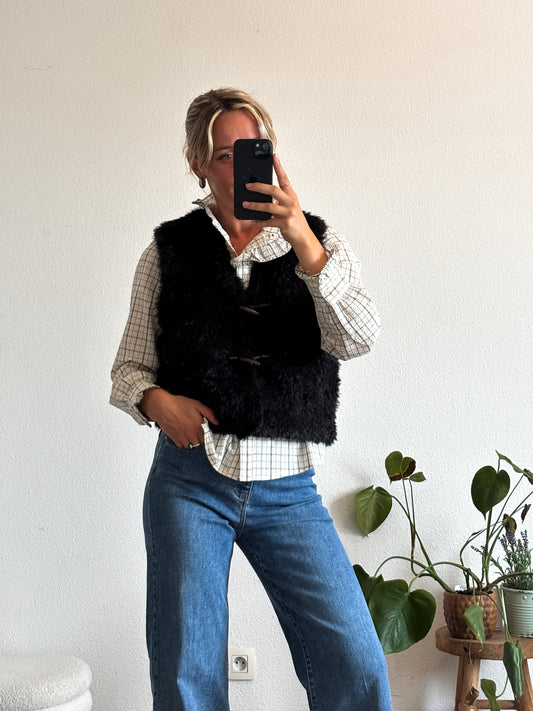 GILET TEDDY - NOIR